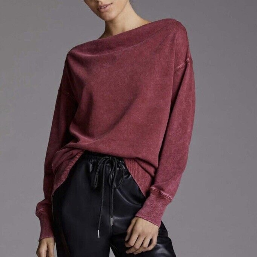 Anthropologie Pilcro Donna Boatneck Tunic Red Pullover Sweatshirt Women Size XS